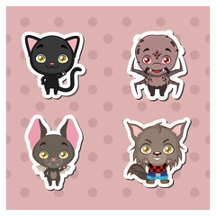 Halloween animals sticker set