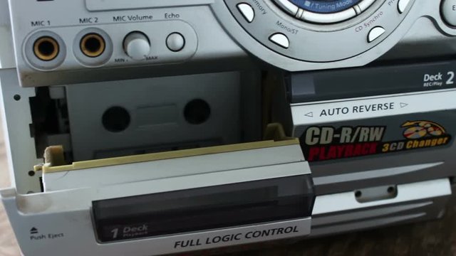 Close up shot of cassete deck
