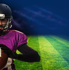 American football player on football field background