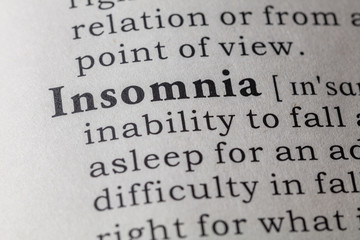 Obraz premium Dictionary definition of insomnia
