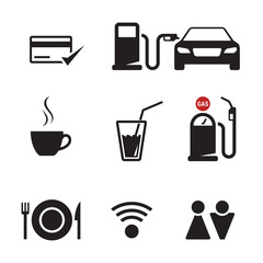 Gasoline station icons set