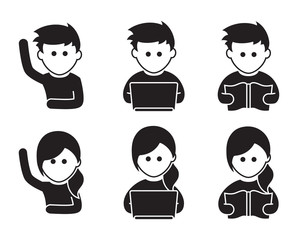 Students icons boy and girl