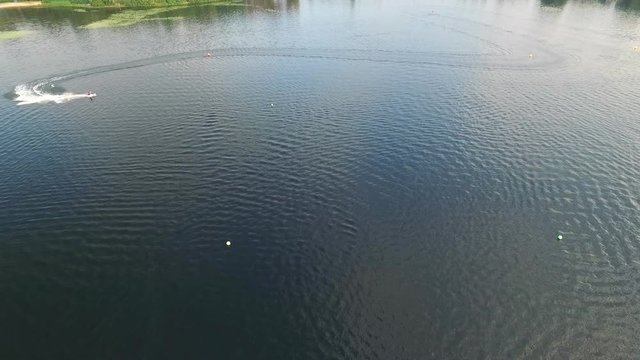 the Camera Flies Over the Surface of the River