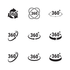 Angle 360 degrees sign icons