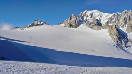 Fototapeta na wymiar Mt. Blanc summit from the glacier