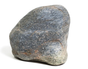 Single natural stone on white background