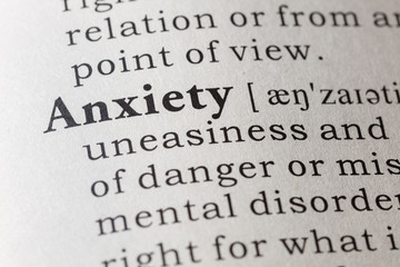 Obraz premium Dictionary definition of anxiety