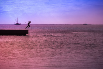 jumping off a pier