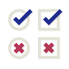 Check mark and crosses. Yes and No icons