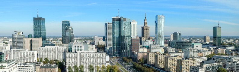 Warszawa, panorama miasta - obrazy, fototapety, plakaty