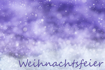 Purple Background, Snow, Snowflakes, Weihnachtsfeier Means Christmas Party