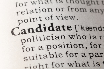 Obraz premium Dictionary definition of candidate