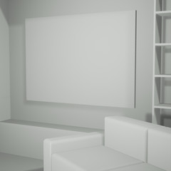 Lit interior mockup 3d illustration