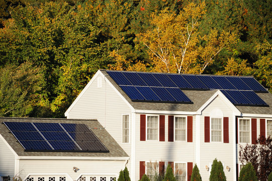 Solar Panel Installed On The House Roof