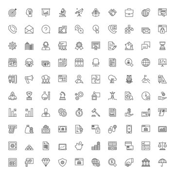 Line icons set. Business and finances