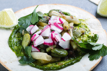 Tortilla wrap bread with vegetables