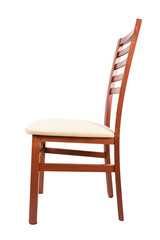 Wooden chair on white background