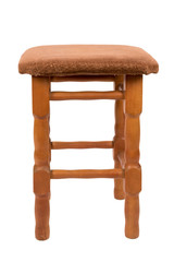 Wooden stool on white background
