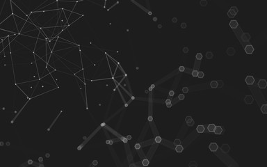 Abstract polygonal space low poly dark background, 3d rendering