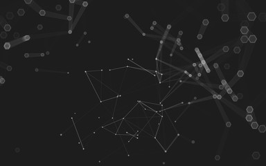 Abstract polygonal space low poly dark background, 3d rendering