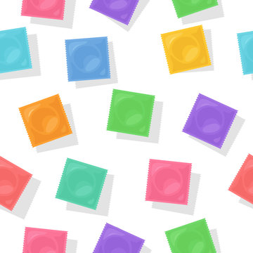 Vector background with condom packs.