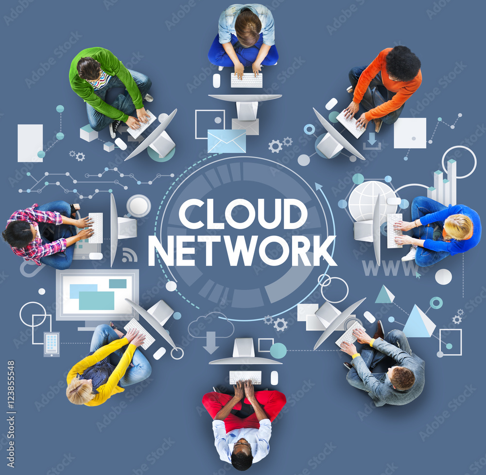 Sticker cloud network technology online internet connection concept - Stickers