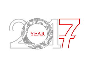 Decorative figures coming 2017 year in red and gray. Design for calendars, Christmas cards, New Year's design and etc.
