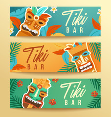 Tiki Tribal Mask : Hawaiian Elements : Vector Illustration  - 123857717