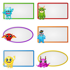 Fototapeta premium Empty frame with little monster character illustration