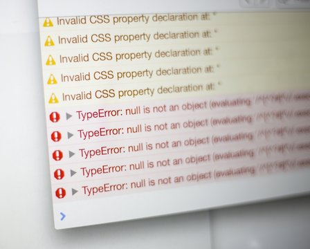Error codes and messages on a computer screen or monitor