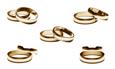 gold rings.
wedding rings isolated on a white background.