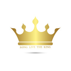 Crown symbol with Gold Color isolate on white background, vector