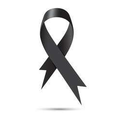 Black awareness ribbon isolate on white background, Vector illus