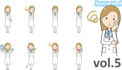Naklejka premium Diverse set of female doctor , EPS10 vector format vol.5