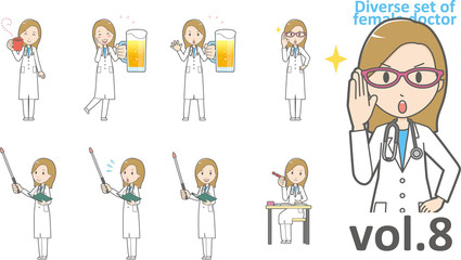 Naklejka premium Diverse set of female doctor , EPS10 vector format vol.8