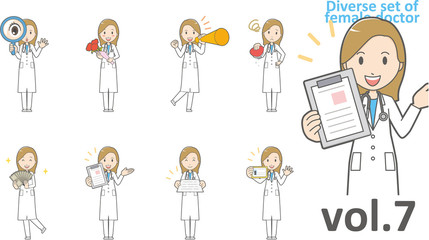 Diverse set of female doctor , EPS10 vector format vol.7