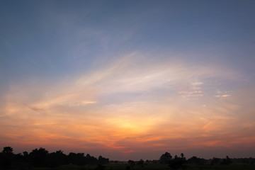 Beautiful morning sky with colorful sunset / sunrise with clouds