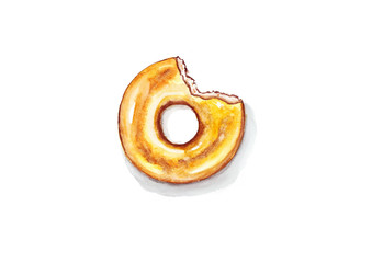 Donut Watercolor painting  on white background
