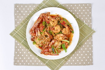 Charcoal boiled pork satay on butcher served , home made in big size, served with Thai cucumber chili sauce as 