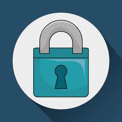 security padlock object over white circle and blue background. vector illustration