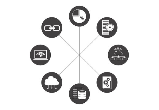 Circular Data Center Media Icon Set