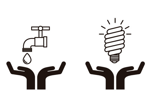 Black Minimalist Eco-Friendly Conservation Icons Set