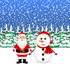 Santa Claus and Christmas Snowman