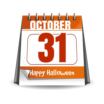 Halloween calendar. Holiday date. 31th October. Vector illustration isolated on white background