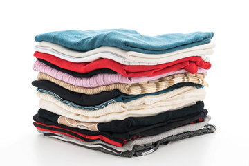 stacks of clothing on white