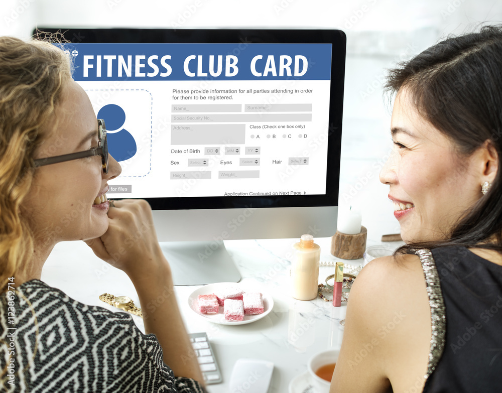 Poster fitness club card identification data information workout concep