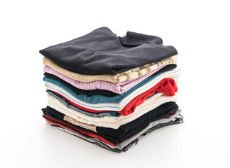 stacks of clothing on white