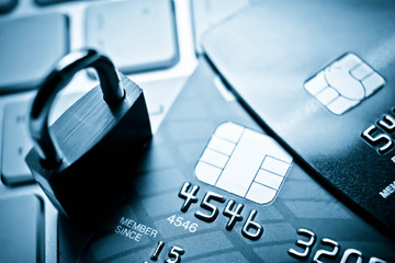 Credit card data security concept / Data encryption on credit card