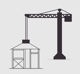 crane construction tower structure over white background. vector illustration