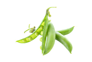 fresh green peas isolated on a white background
